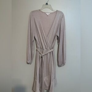 Lauren Conrad pink sparkle wrap dress